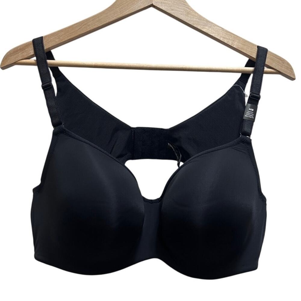 Torrid Curve Bra 46B Black 360 Back Smoothing Full Coverage Balconette Lined NWT